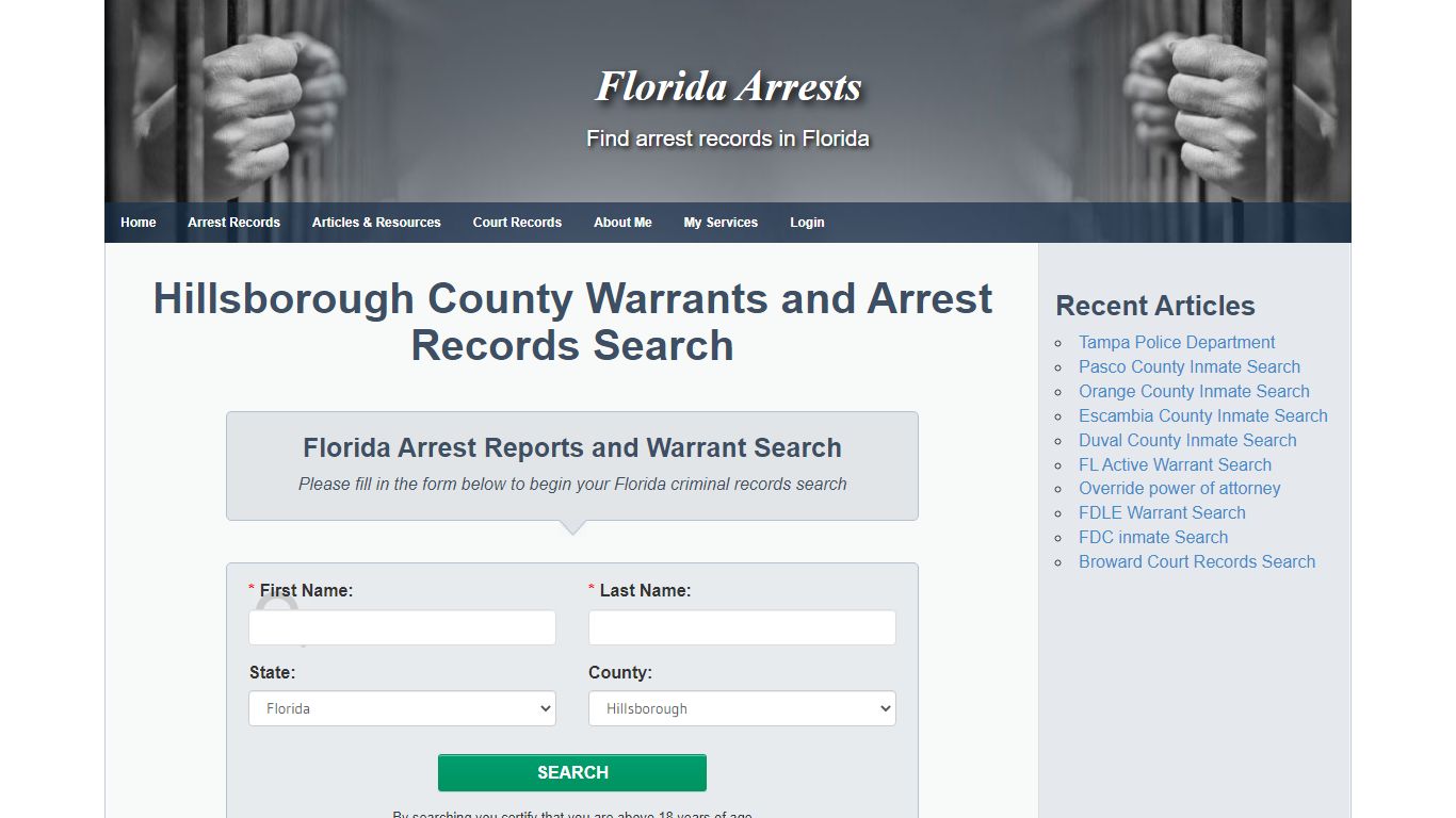 Hillsborough County Warrants and Arrest Records Search